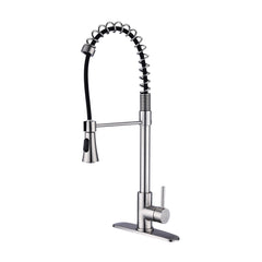 Brushed Nickle Single Handle Commercial Modern Spring High Arc Kitchen Faucet - Brushed Nickel