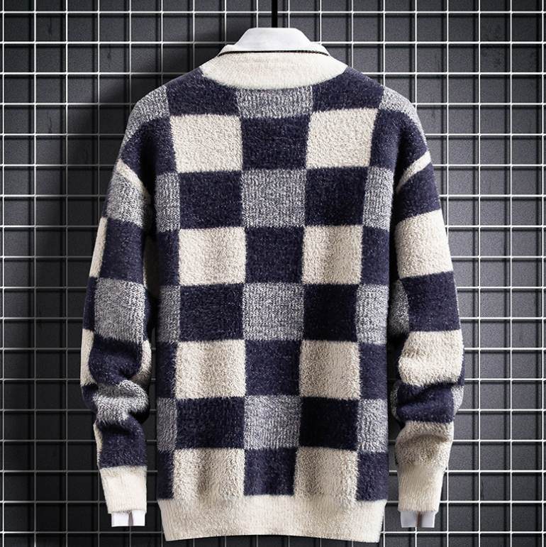 Men Round Neck Sweater Knitting Undercoat