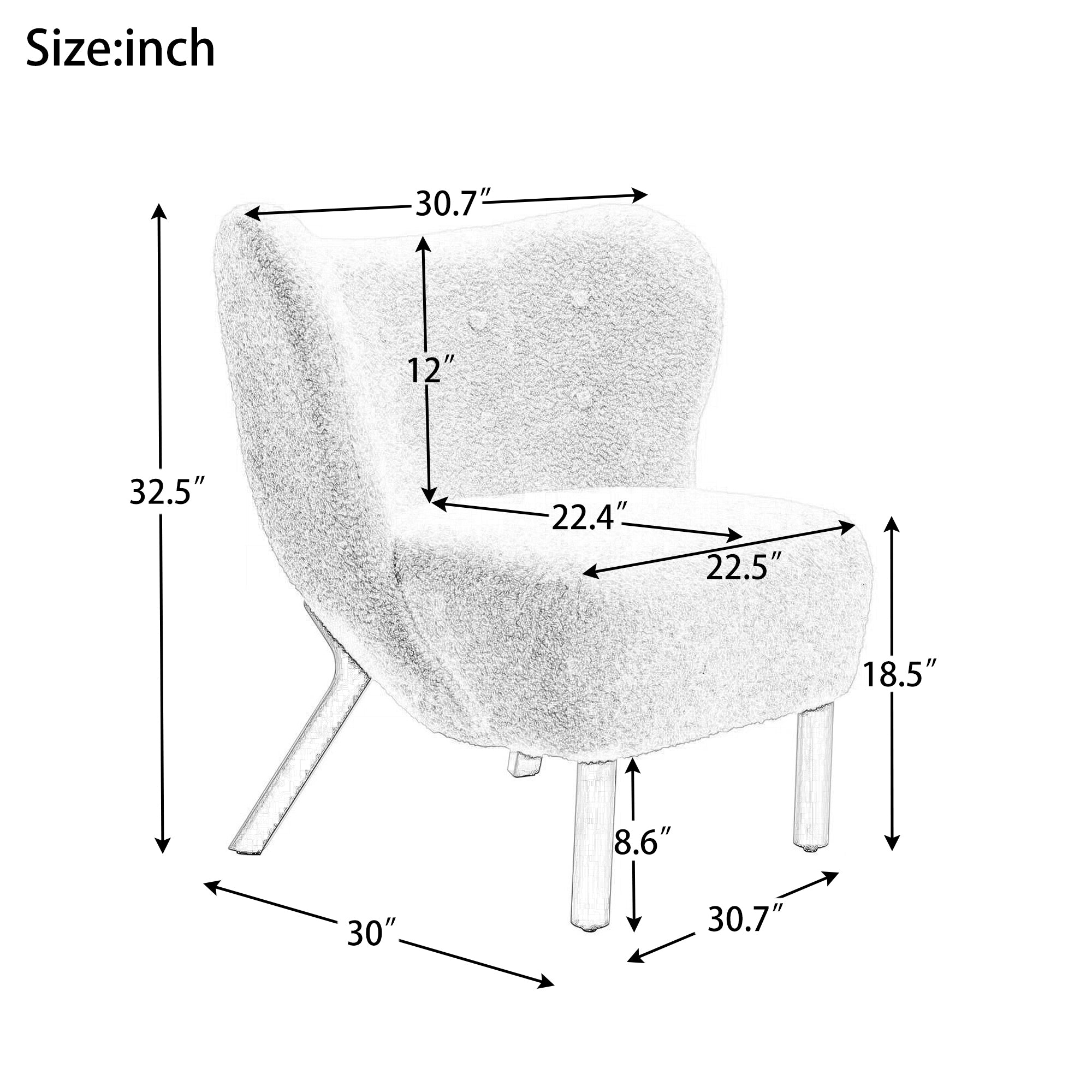 Modern Accent Chair with Solid Wood Legs for Living Room Bedroom