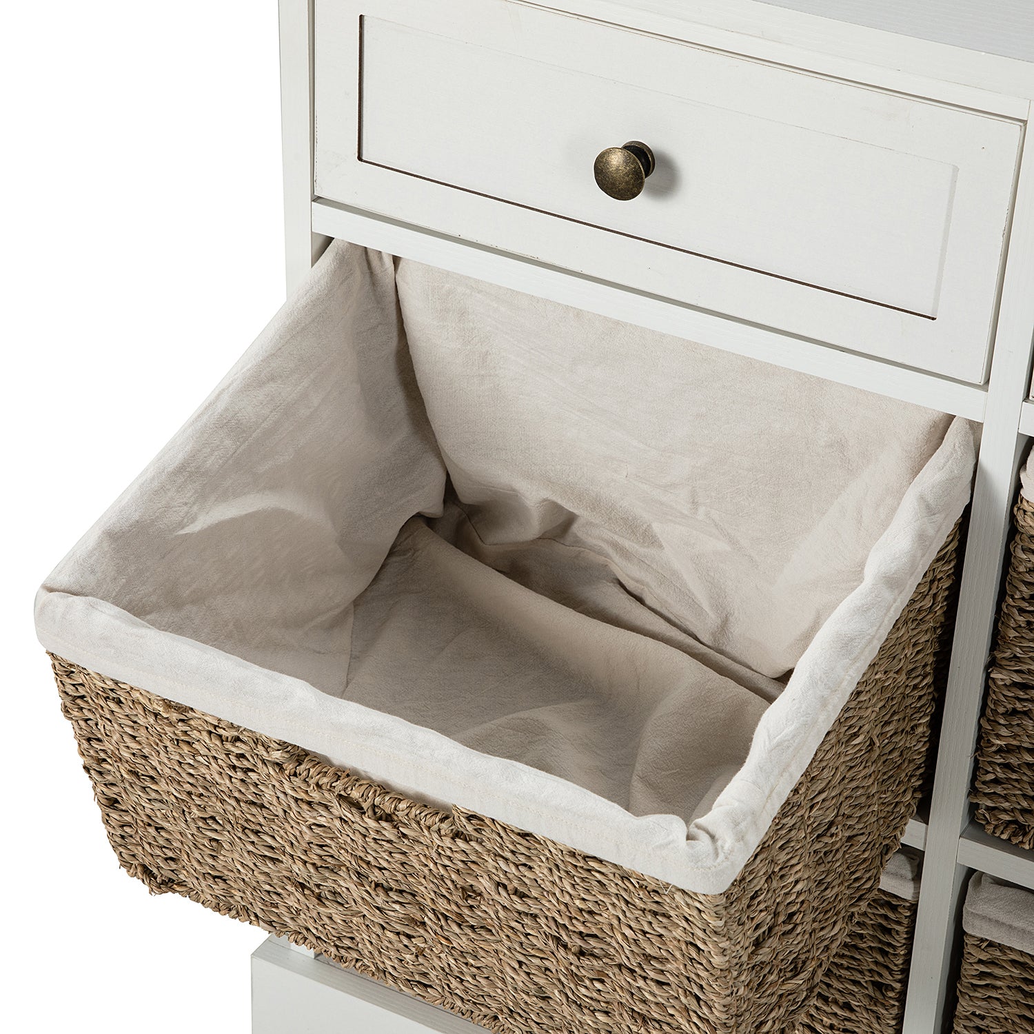 Drawer Accent Chest with Removable Woven Baskets - White