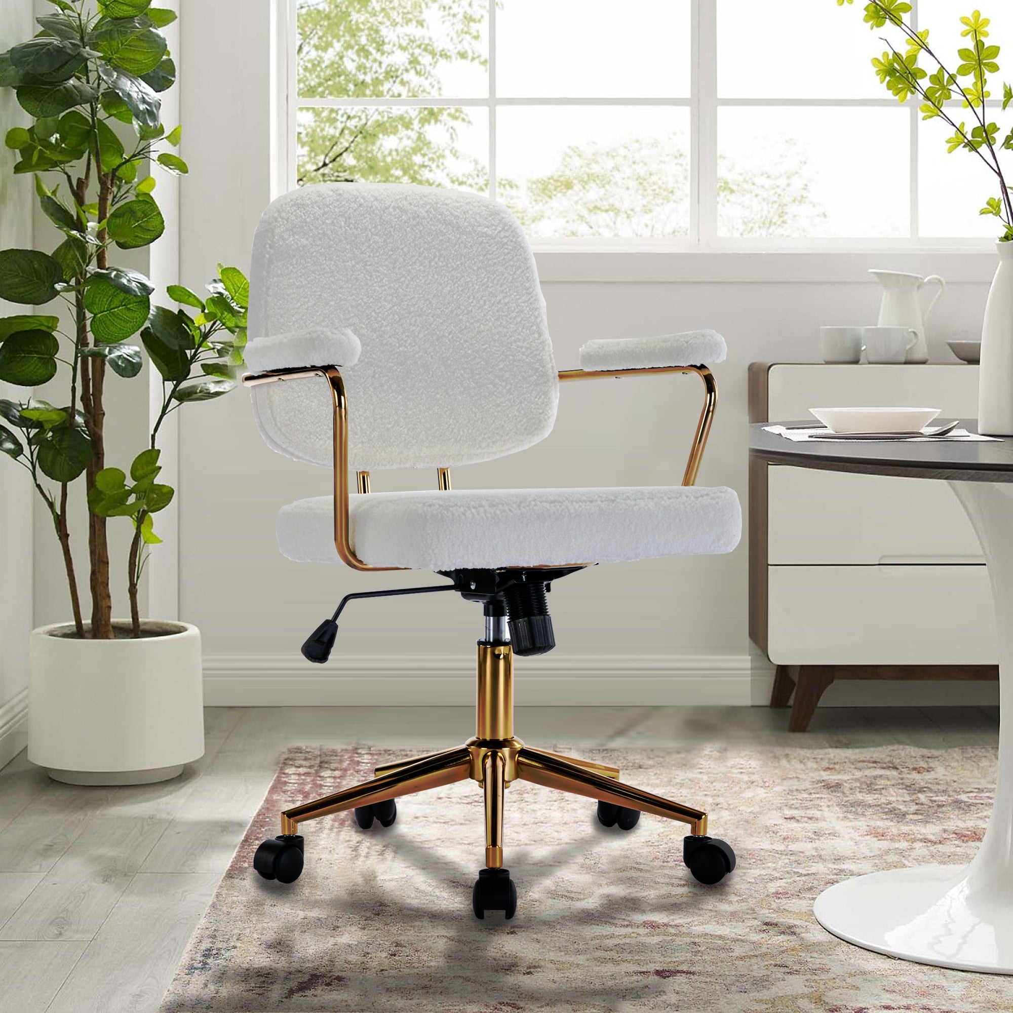 Teddy Velvet Office Desk Chair Bling Desk - White