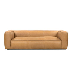 Luxury Full Aniline Leather Stationary Sofa - Light Brown