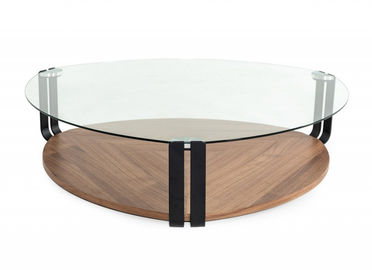 Luxury Coffee Glass Table - Walnut