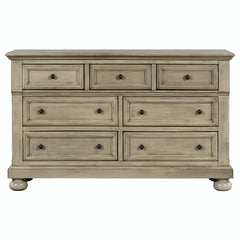 Solid Wood Seven-Drawer Dresser for Nursery, Kid’s Room, Bedroom - Stone Gray