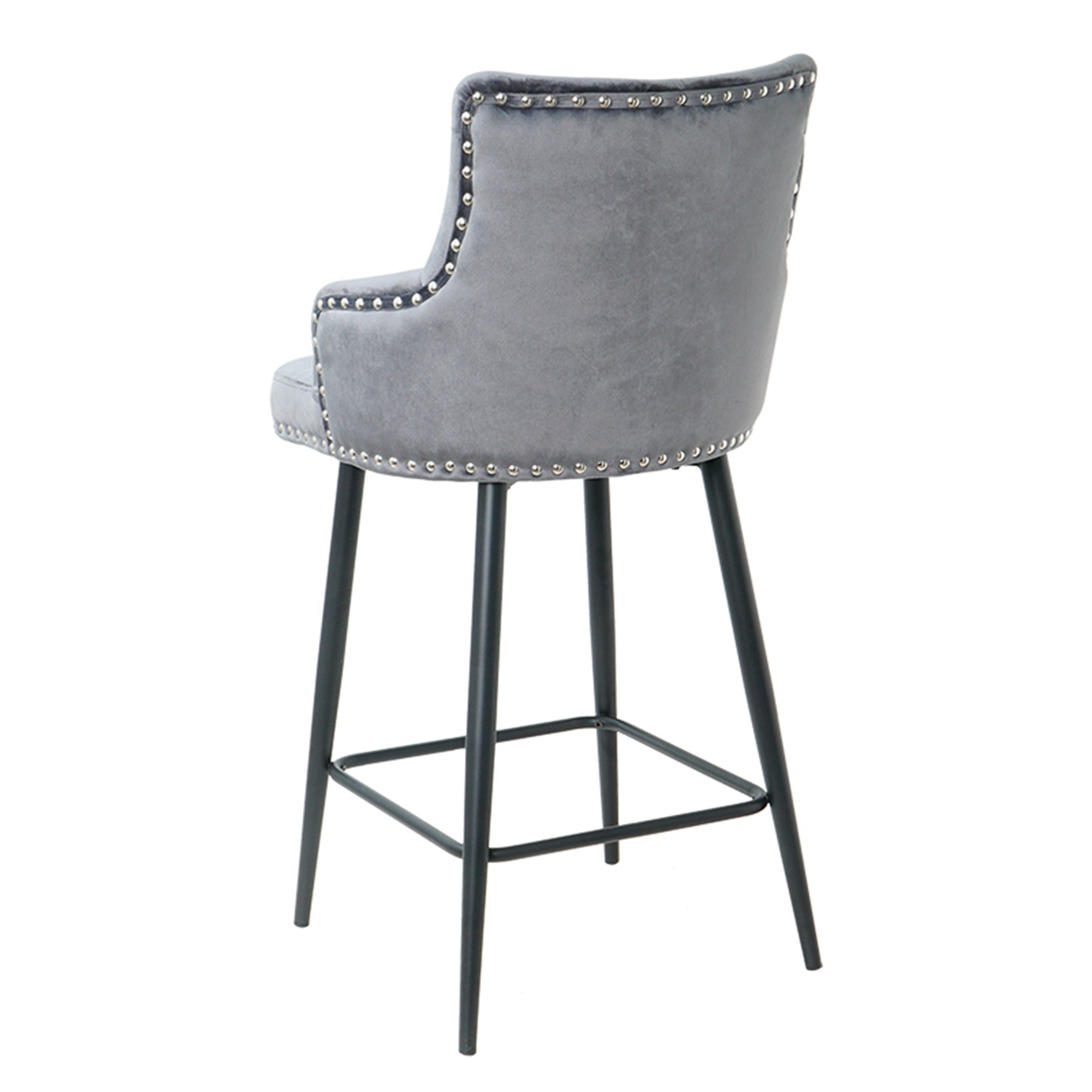 Modern Bar Chair with Armrests and Footrests (Set of 2) - Dark Grey