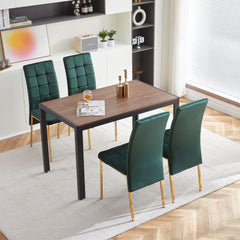 Modern Velvet High Back Nordic Dining Chairs with Golden Color Legs (Set Of 4) - Green