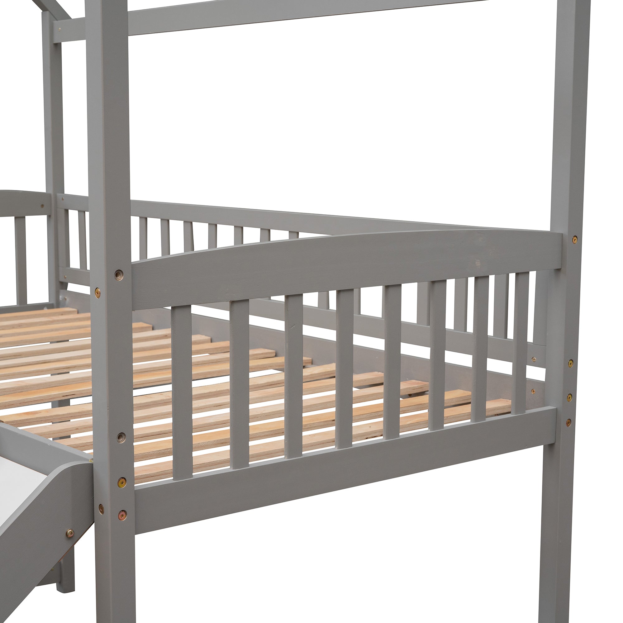 Twin Loft Bed with Slide - White