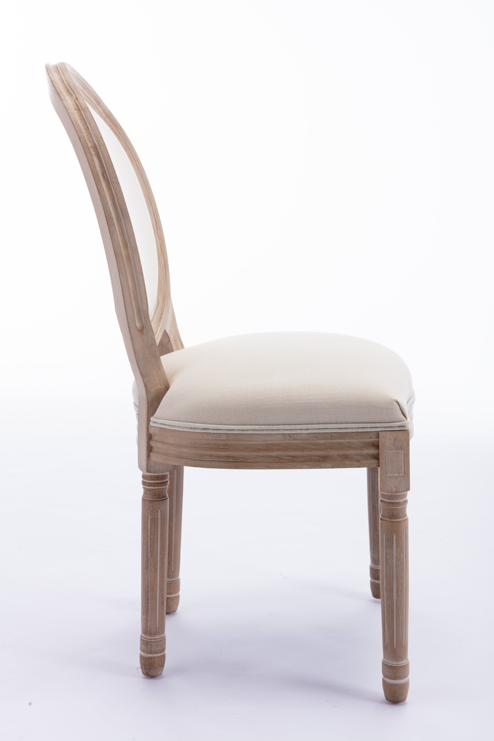 French Style Solid Wood Frame Antique Dining Chair (Set of 2) - Cream