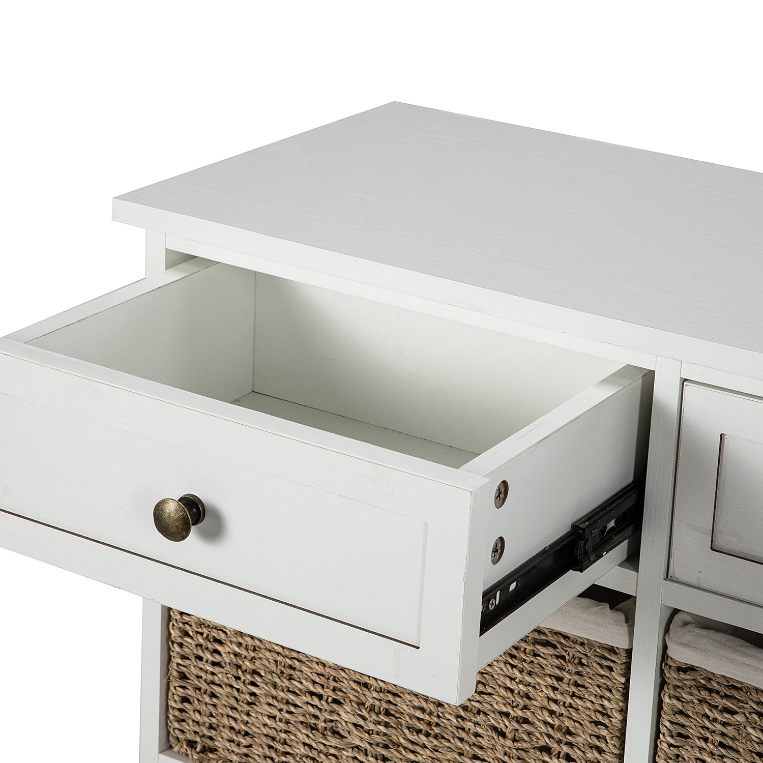 Drawer Accent Chest with Removable Woven Baskets - White