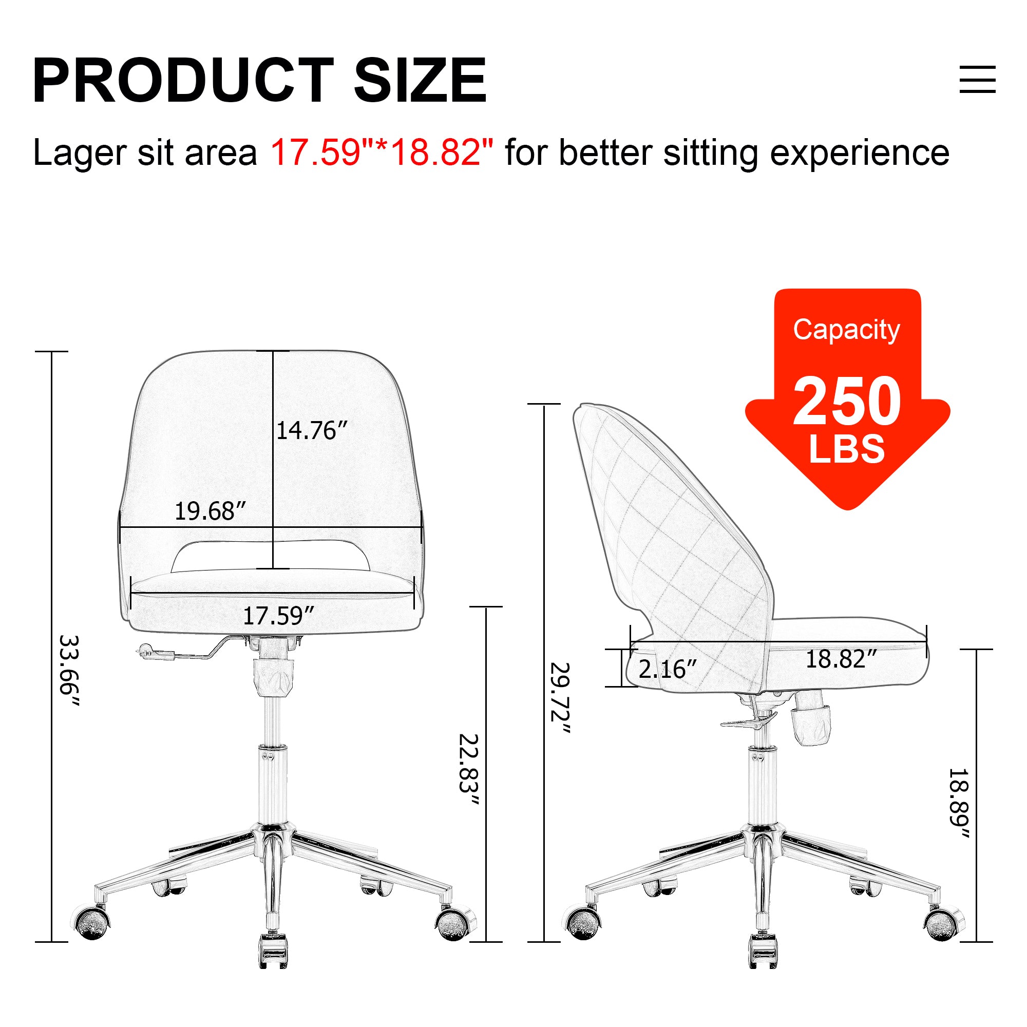 Modern Office Chair Adjustable 360 ° Swivel Chair - White