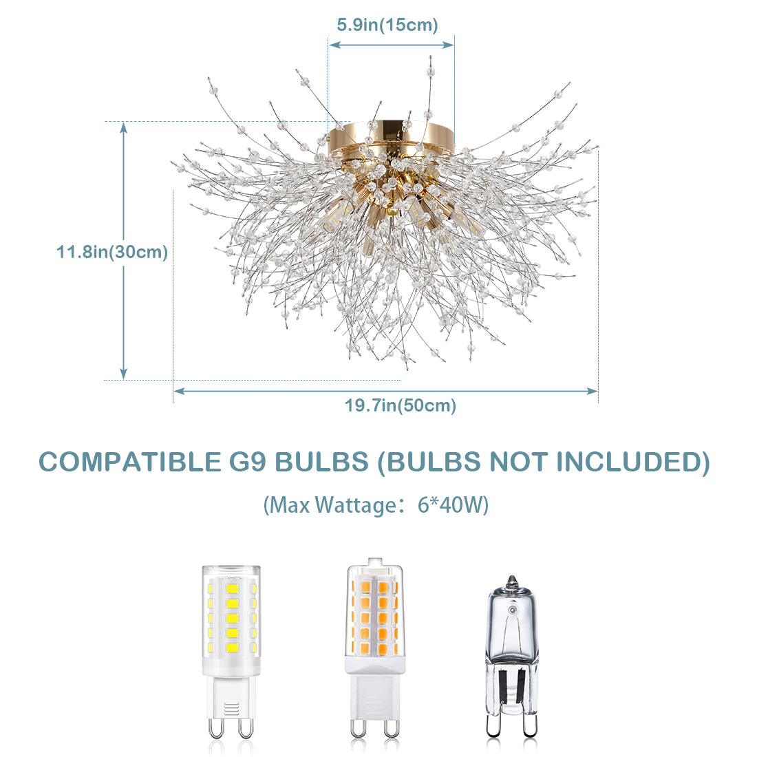 Crystal Flush Mount Ceiling Light - Golden