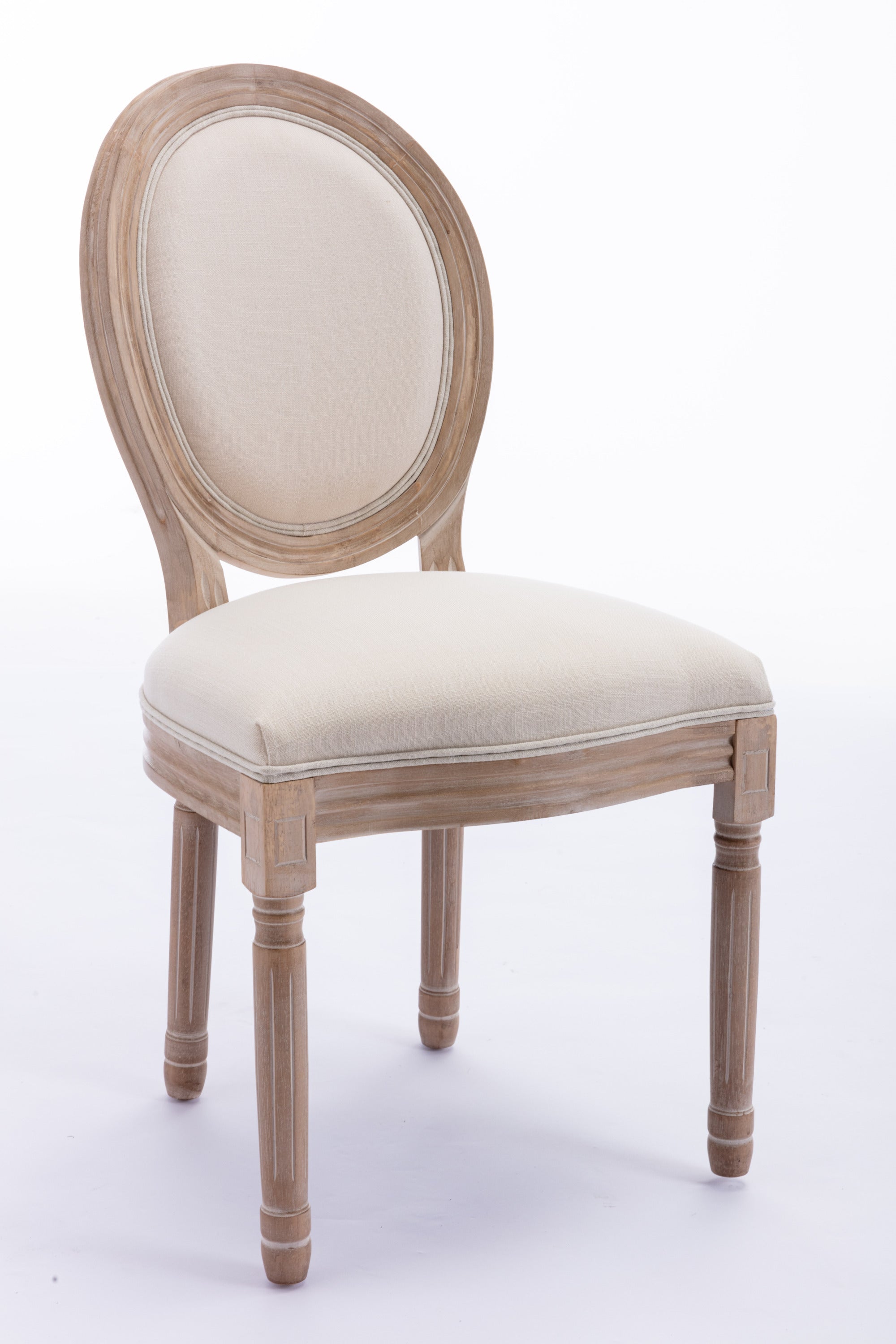 French Style Solid Wood Frame Antique Dining Chair (Set of 2) - Cream