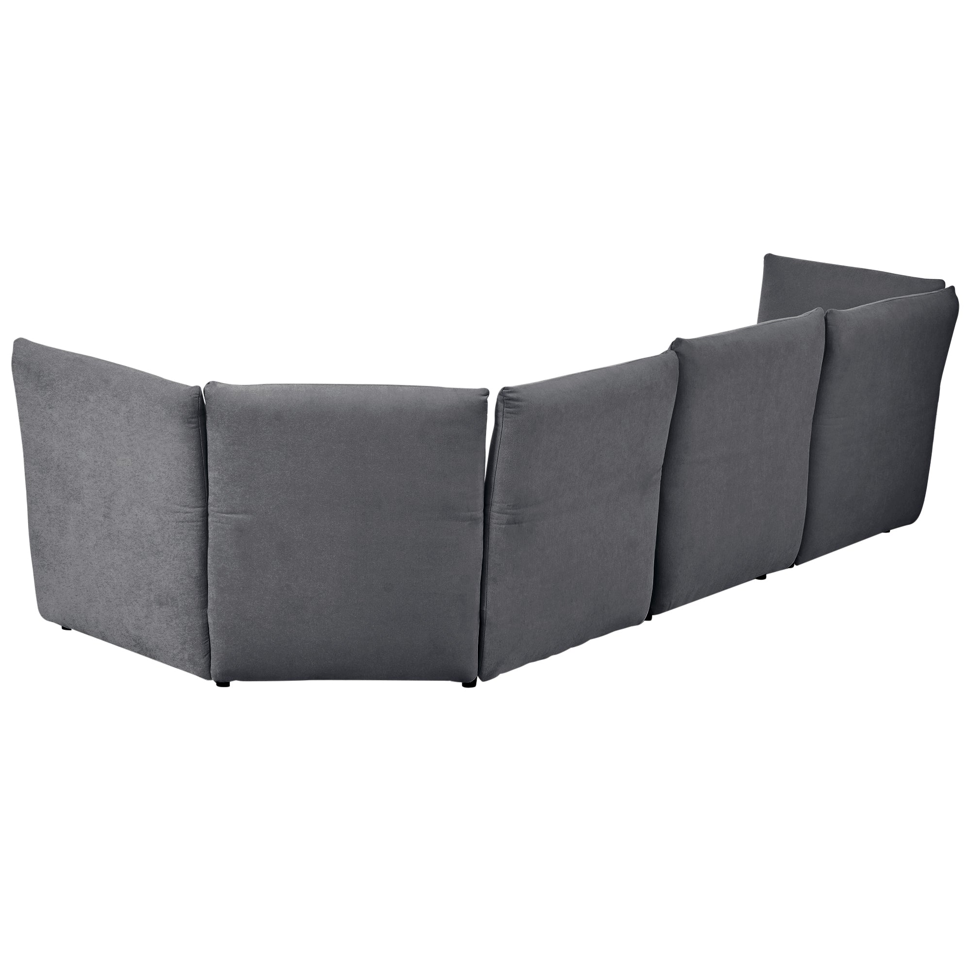 Stylish Sofa Set with Polyester Upholstery with Adjustable Back with Free Combination for Living Room - Gray