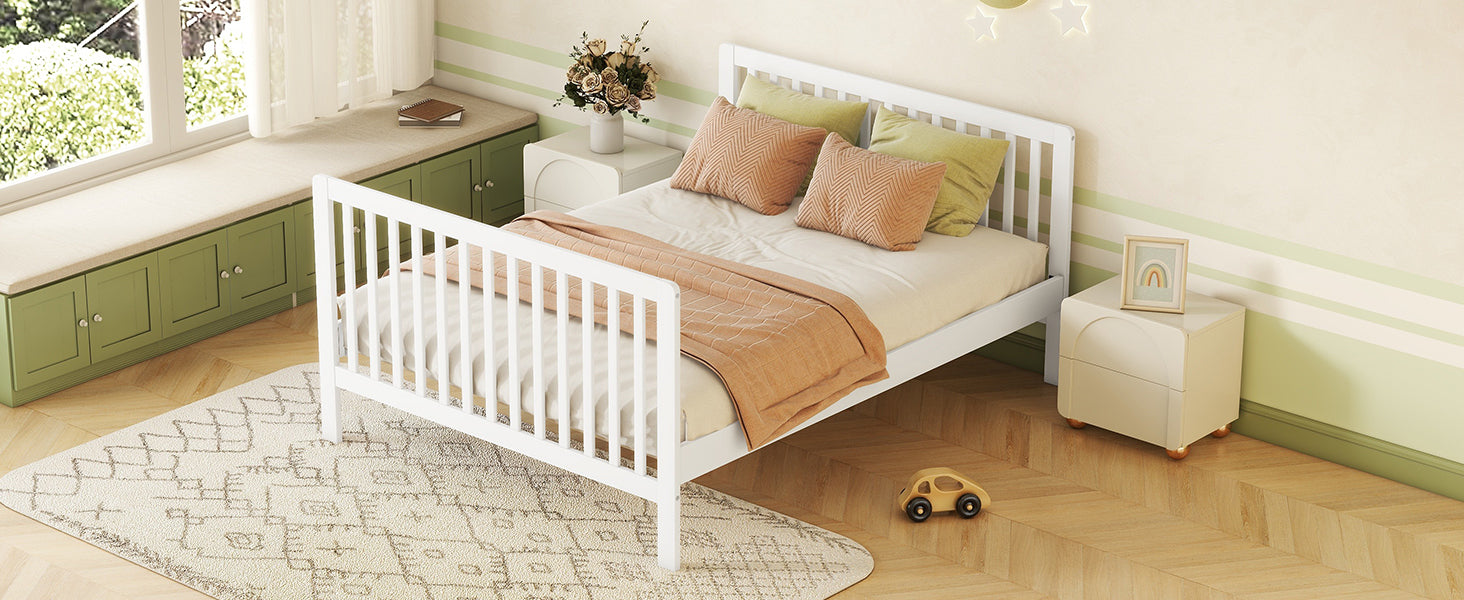 Convertible Crib/Full Size Bed with Changing Table - White