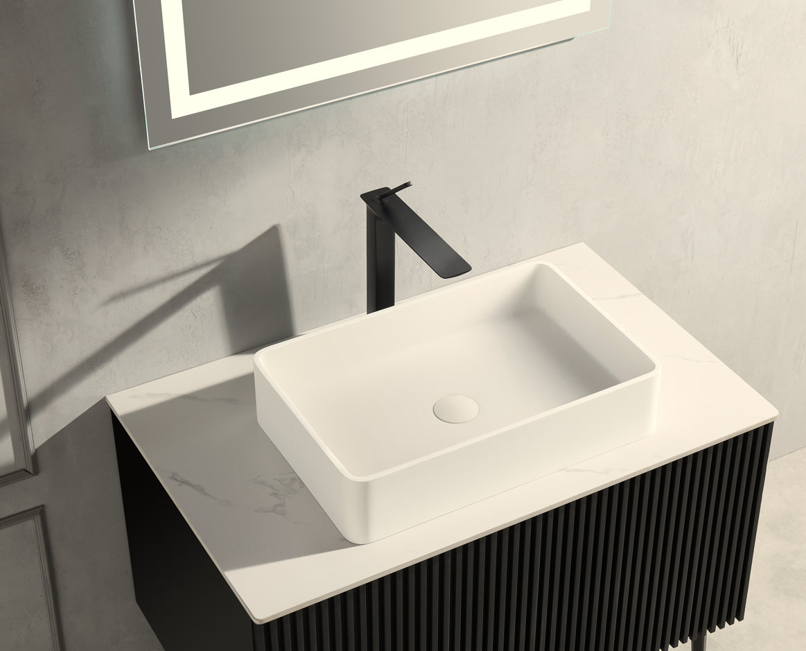 21.25'' x13.75'' Matte white Bathtoom Vessel Basin Artificial Stone Solid Surface Countertop Sink 540x350MM