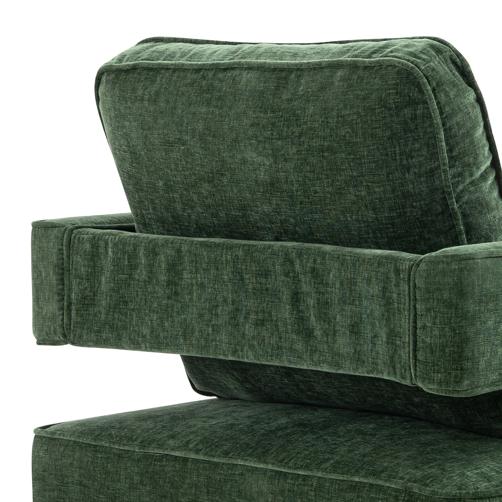 30.7"W Swivel Accent Open Back Chair Modern Comfy Sofa Chair With Gold Stainless Steel Base - Green Chenille