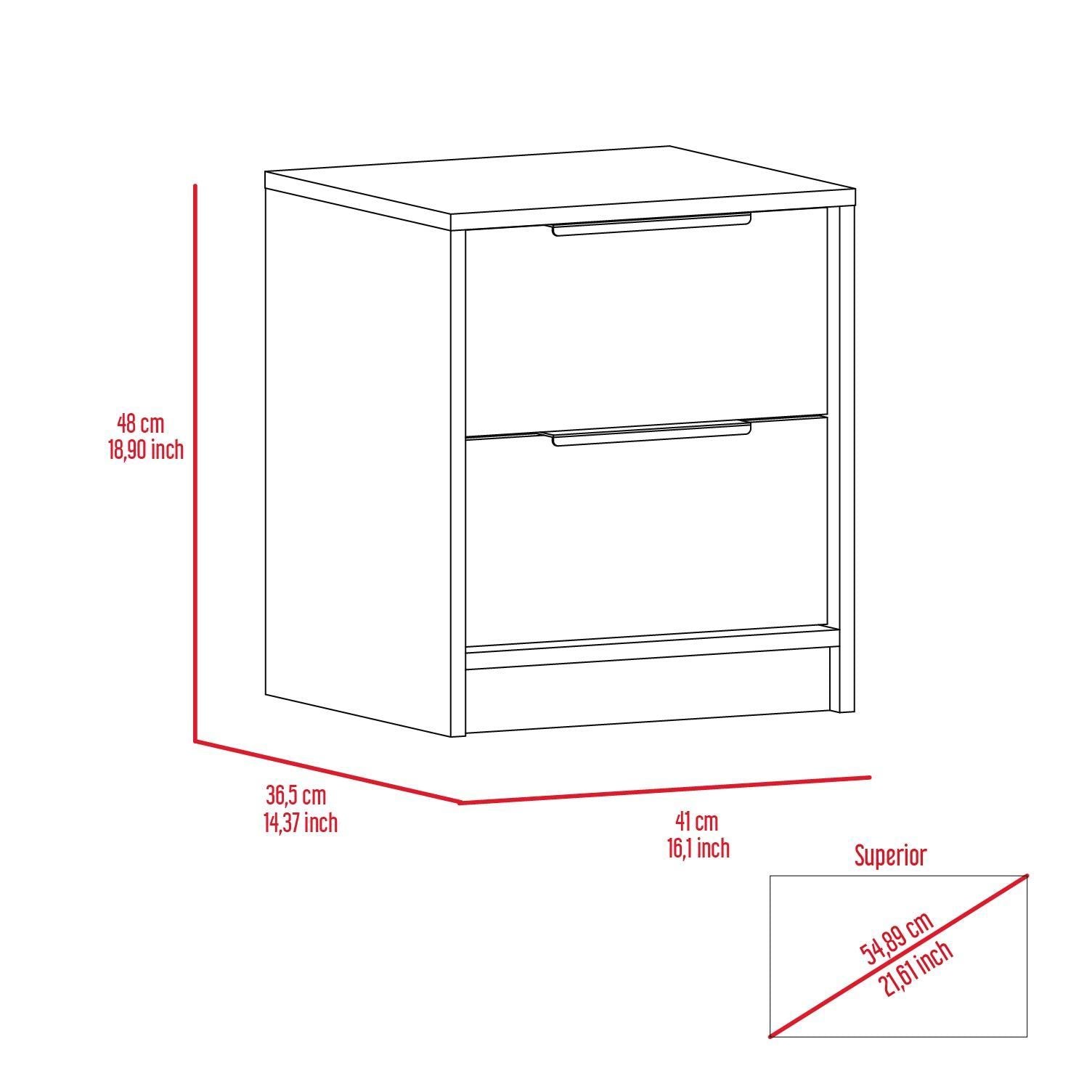 Light Grey - 2-Drawer Nightstand