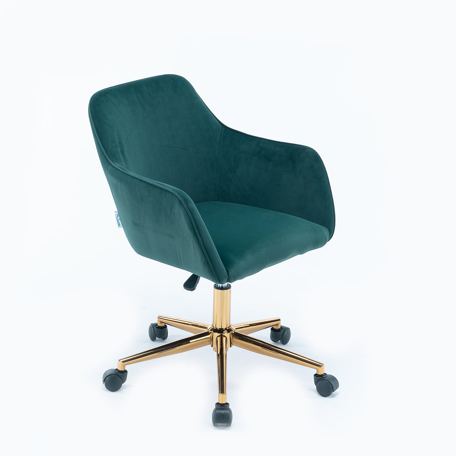 Modern Velvet Fabric Material Adjustable Height 360 revolving with Gold Metal Legs - Dark Green