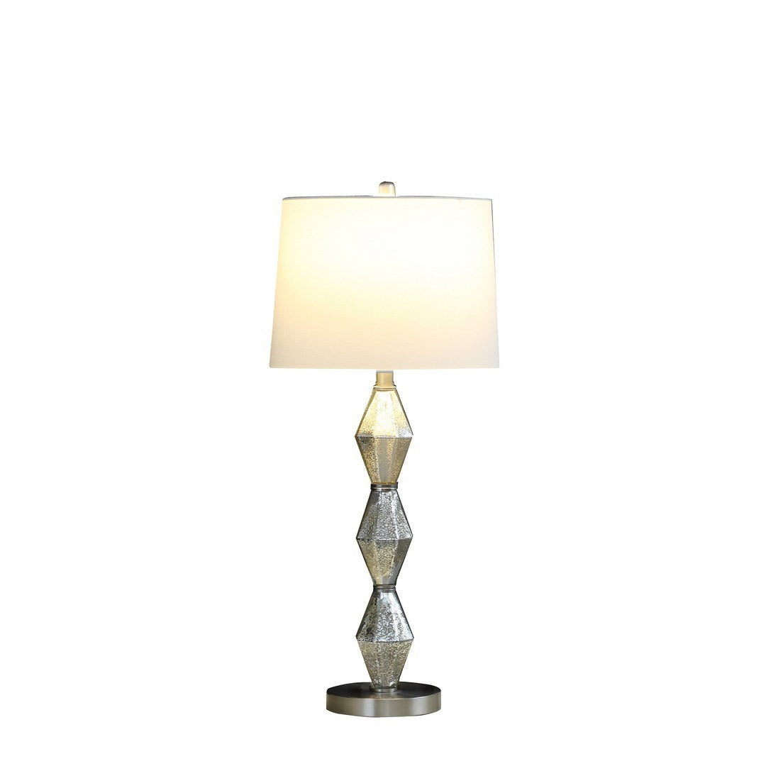 29.5" Modern Geometric Glass Brushed Silver Table Lamp