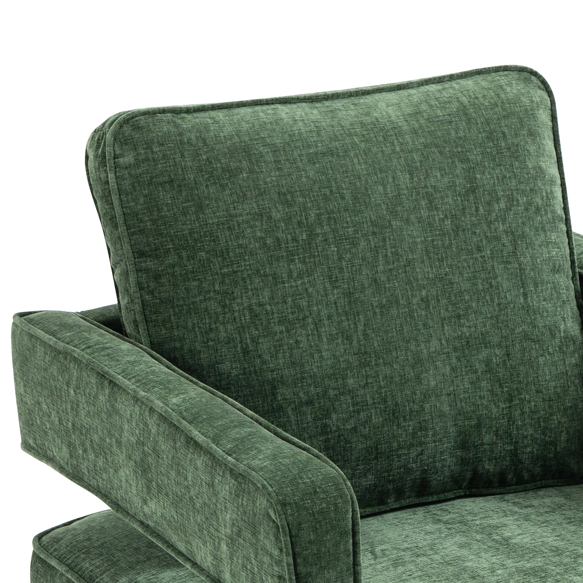 30.7"W Swivel Accent Open Back Chair Modern Comfy Sofa Chair With Gold Stainless Steel Base - Green Chenille