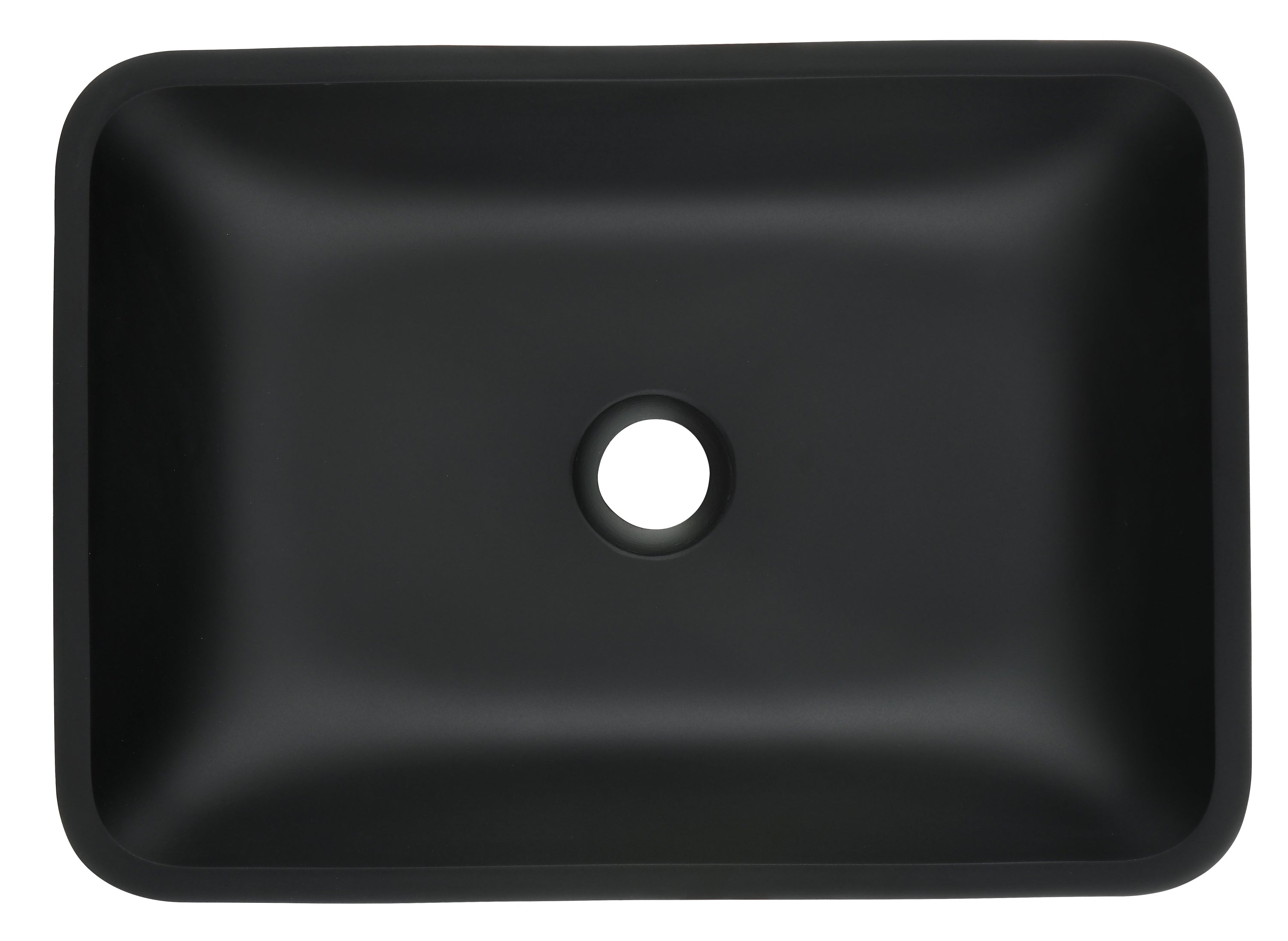 Matte Shell Glass Rectangular Vessel Bathroom Sink in Black with Matte Black Faucet and Pop-Up Drain in Matte Black 13.0" L -18.13" W -4" H