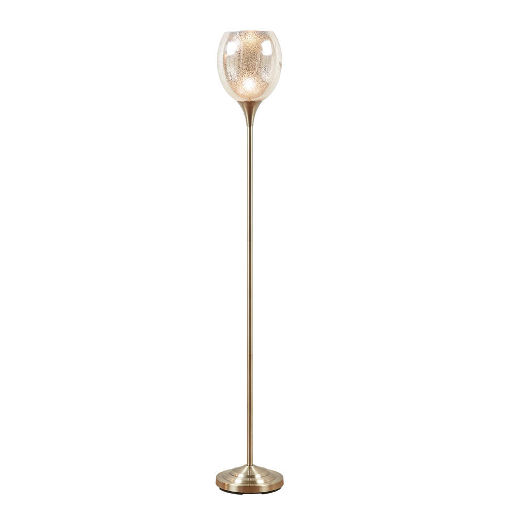 Uplight Floor Lamp with Mercury Glass Shade - Gold