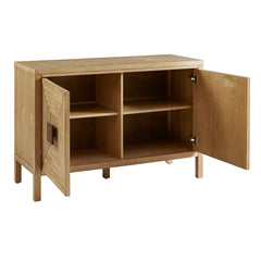 Elegant Rustic Style 2-Door Accent Cabinet with Adjustable Shelves - Natural Wood