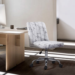 Style Home Office Task Chair - White Marble Fabric Printing