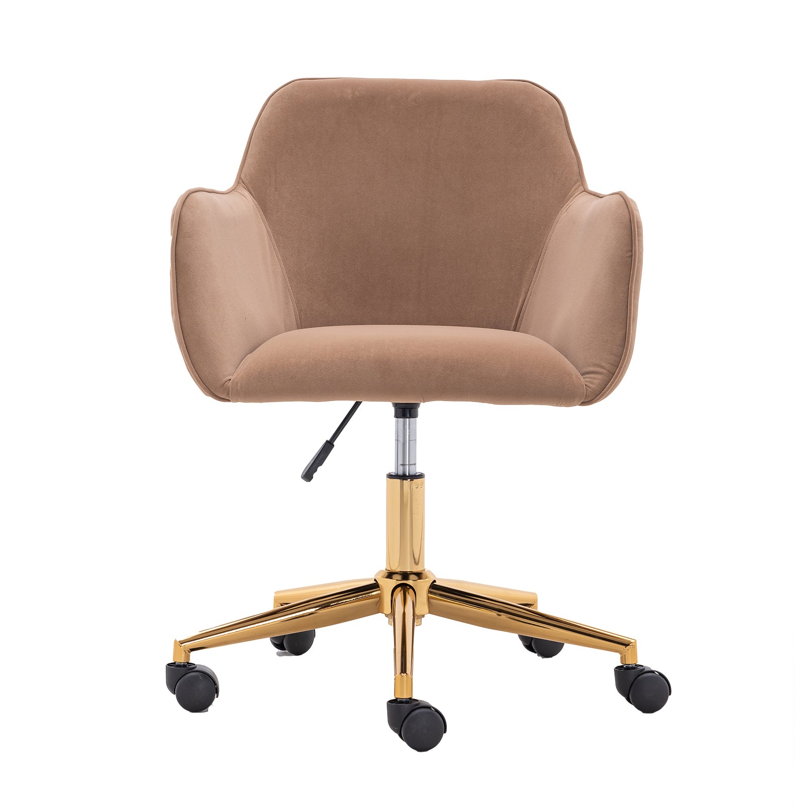 Modern Velvet Fabric Material Adjustable Height 360 revolving with Gold Metal Legs - Light Coffee