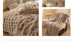 Large Cream Throw Blanket for Couch and for Bed, Soft and Cozy  - Faux Fur Light Brown