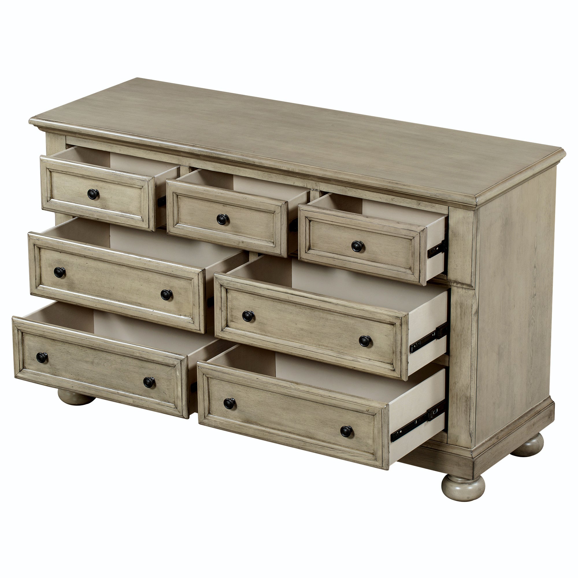 Solid Wood Seven-Drawer Dresser for Nursery, Kid’s Room, Bedroom - Stone Gray