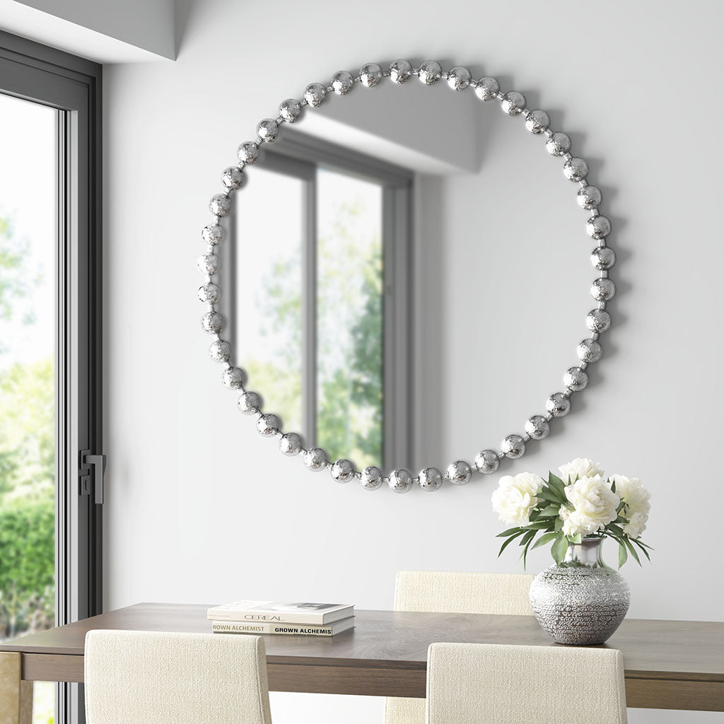 Marlowe Beaded Round Wall Mirror 36"D