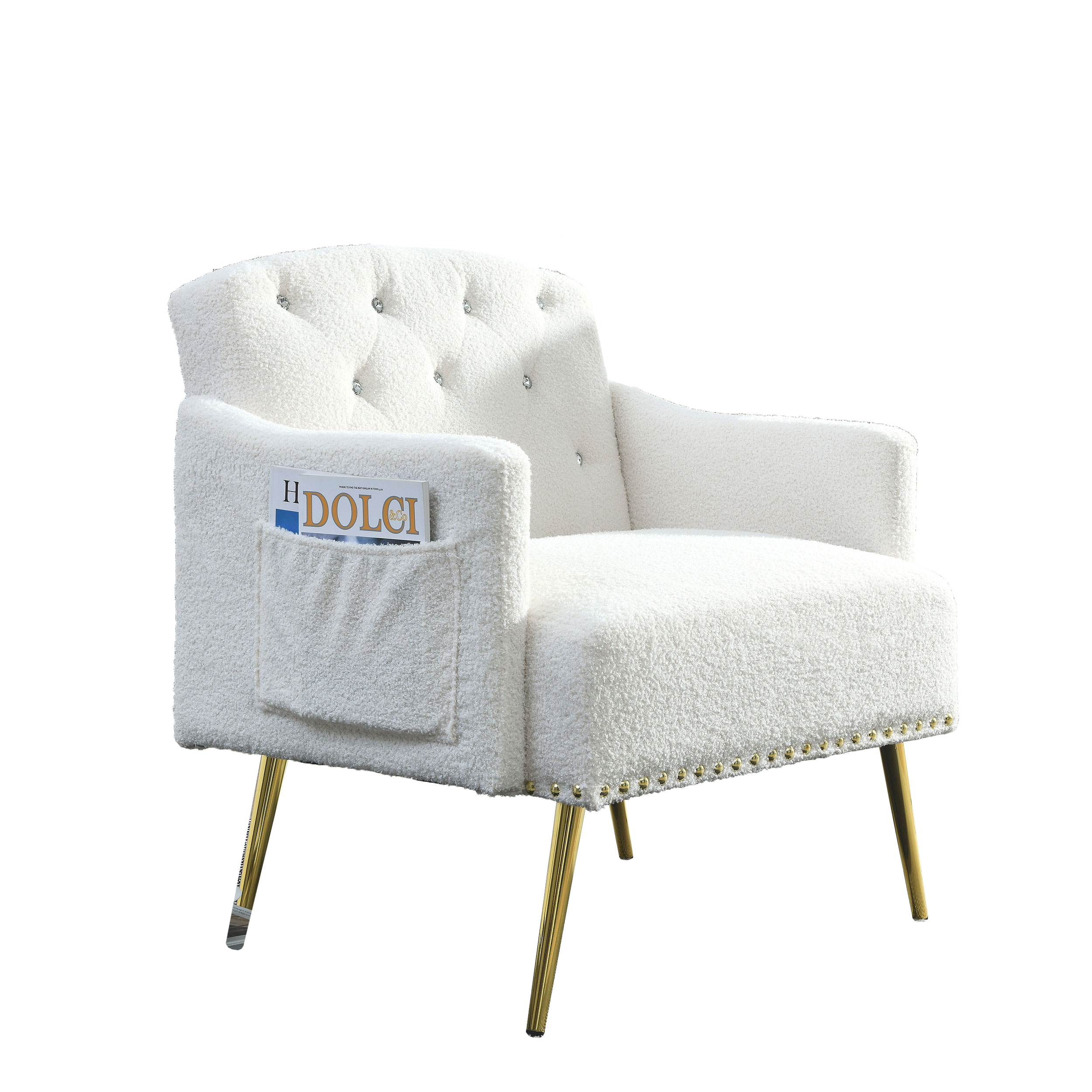 30 "W Modern Chesterfield Tufted Upholstered Chair with Deep Buttons - White Teddy