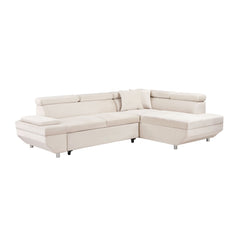 L Shape Sofa, Sleeper Sofa 2 in 1 Pull Out Couch Bed, Right-Facing Pull-out Bed Metal Legs - Velvet Beige