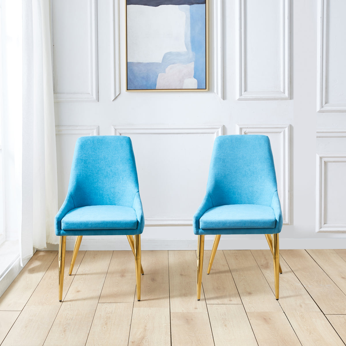 Light blue dining chairs