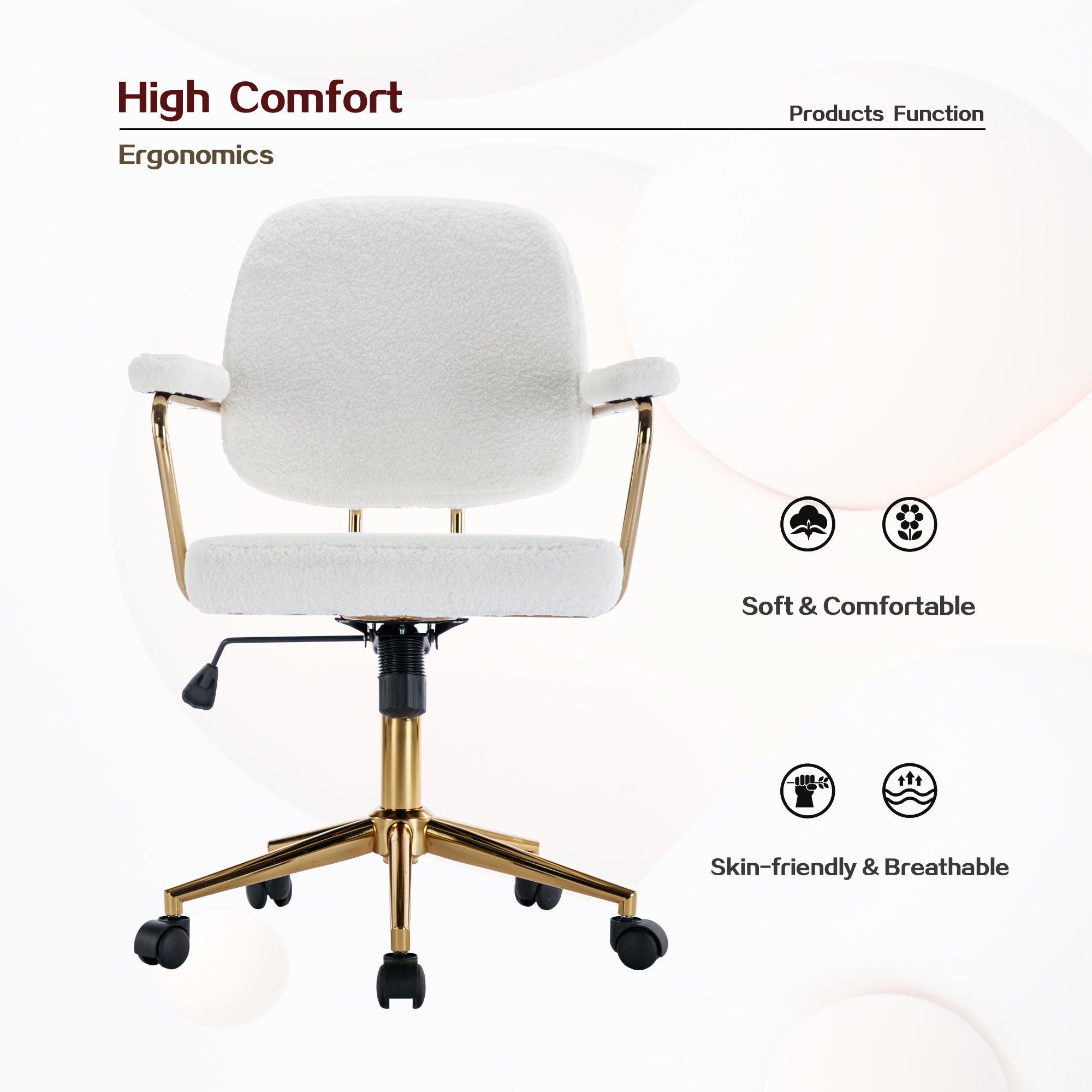 Teddy Velvet Office Desk Chair Bling Desk - White