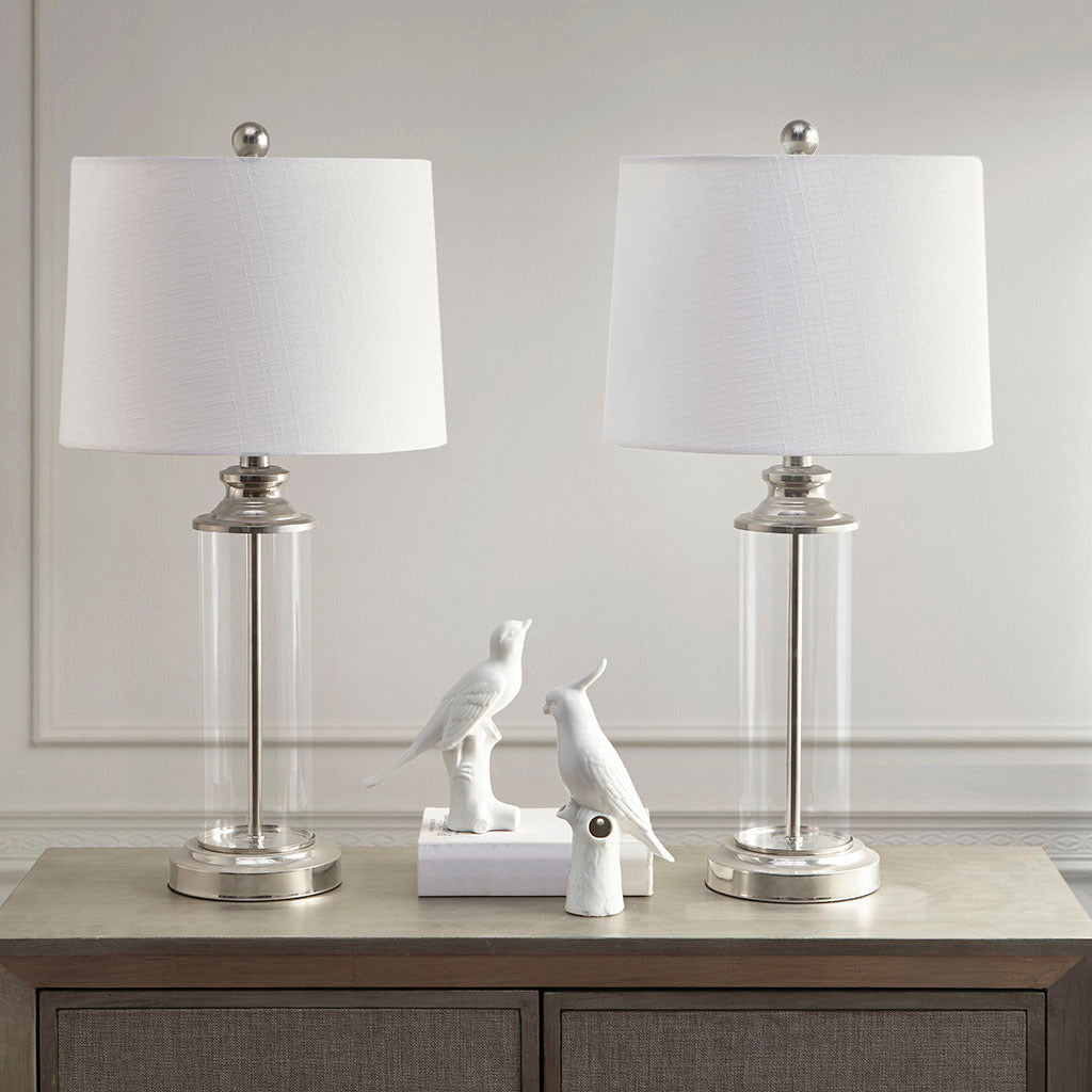 Clarity Glass Cylinder Table Lamp (Set of 2)