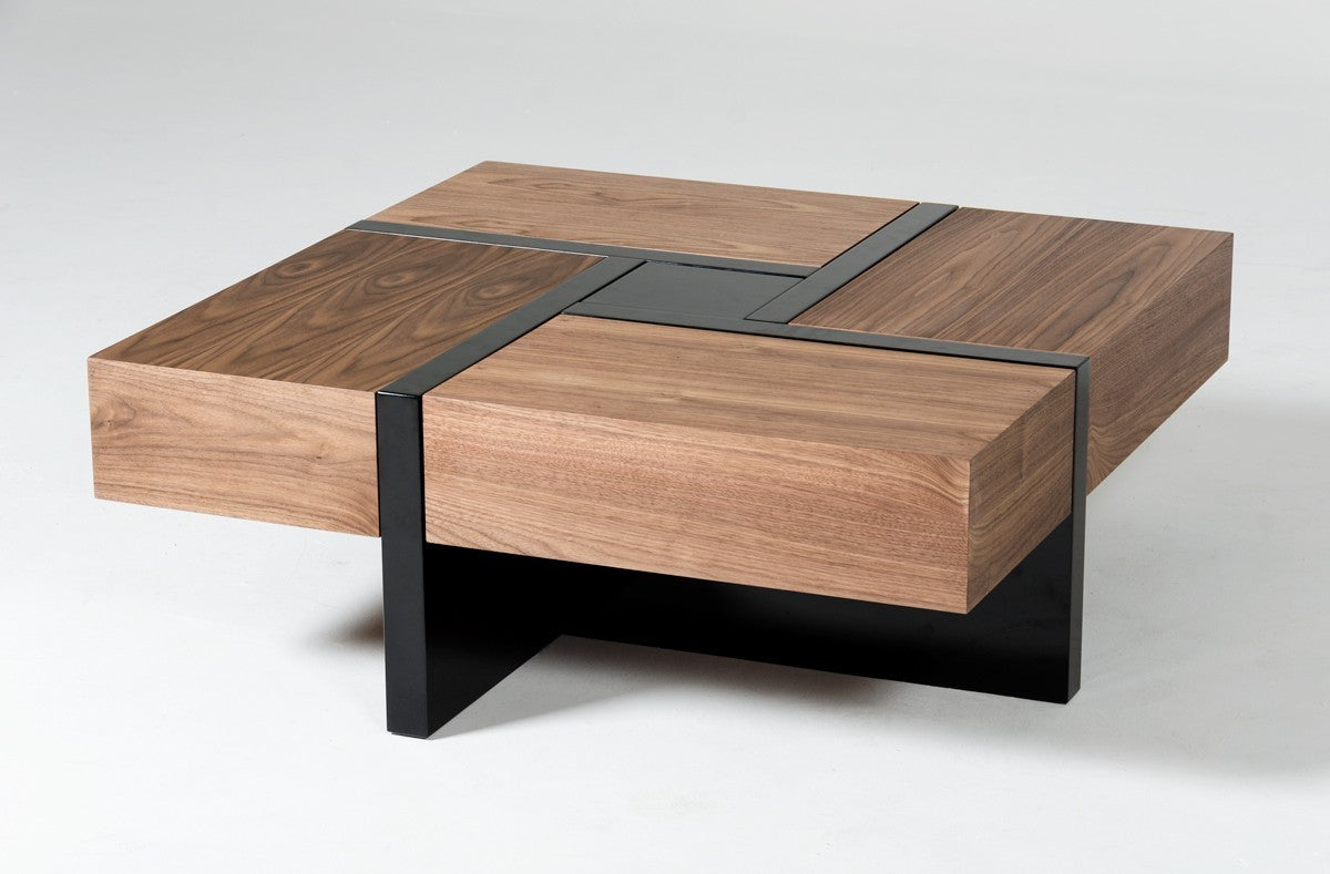 Makai Walnut & Black Square Coffee Table