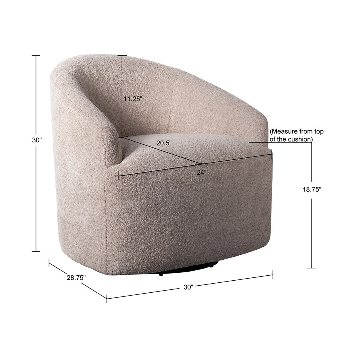 Bonn Upholstered 360 Degree Swivel Chair - Beige