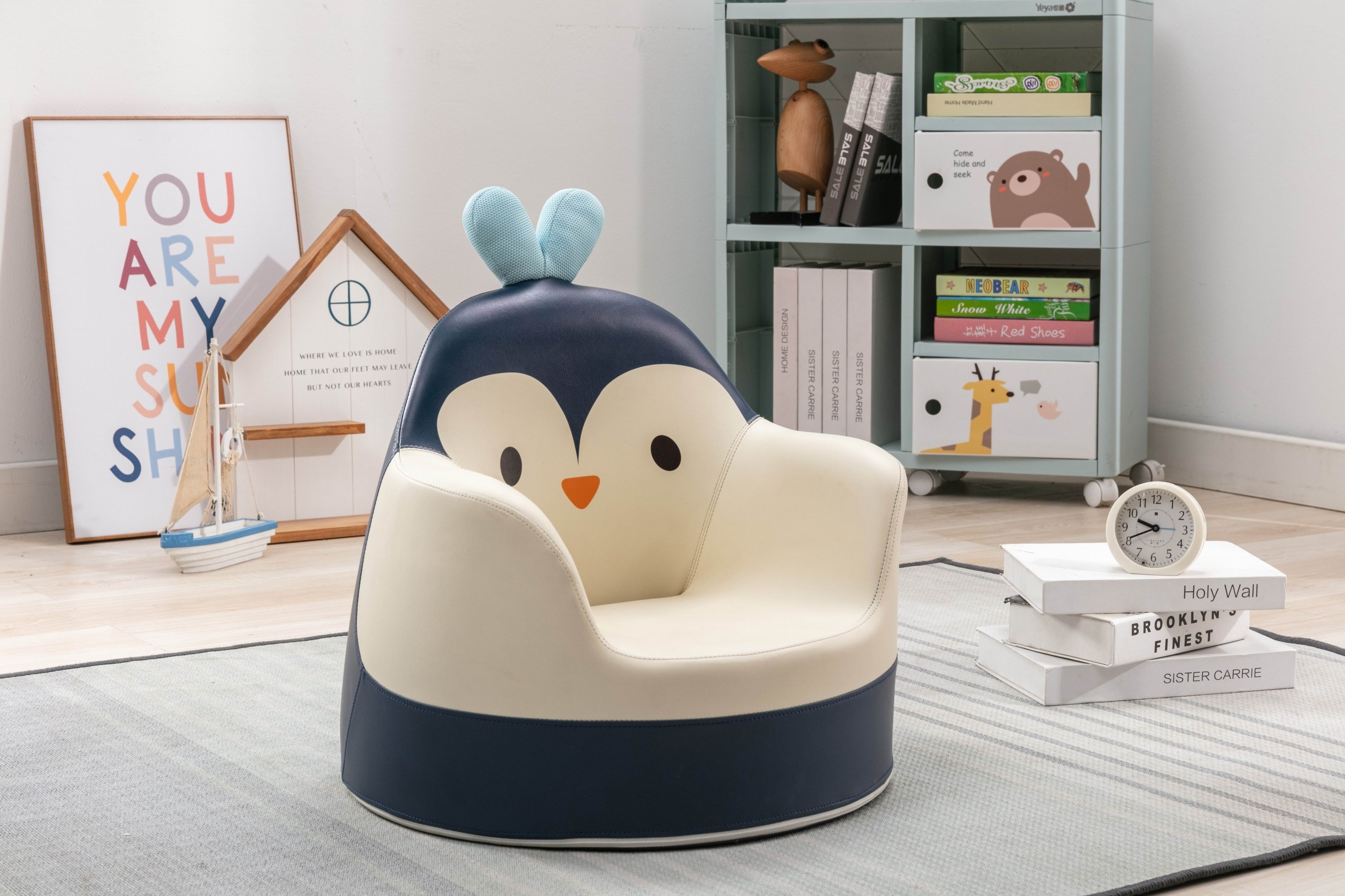 Beautiful Kids Chair 1pc Penguin Blue