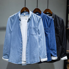 Men Denim Shirt Jacket Long Sleeved