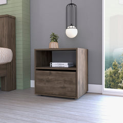 Modern 1-Shelf Nightstand Dark Brown