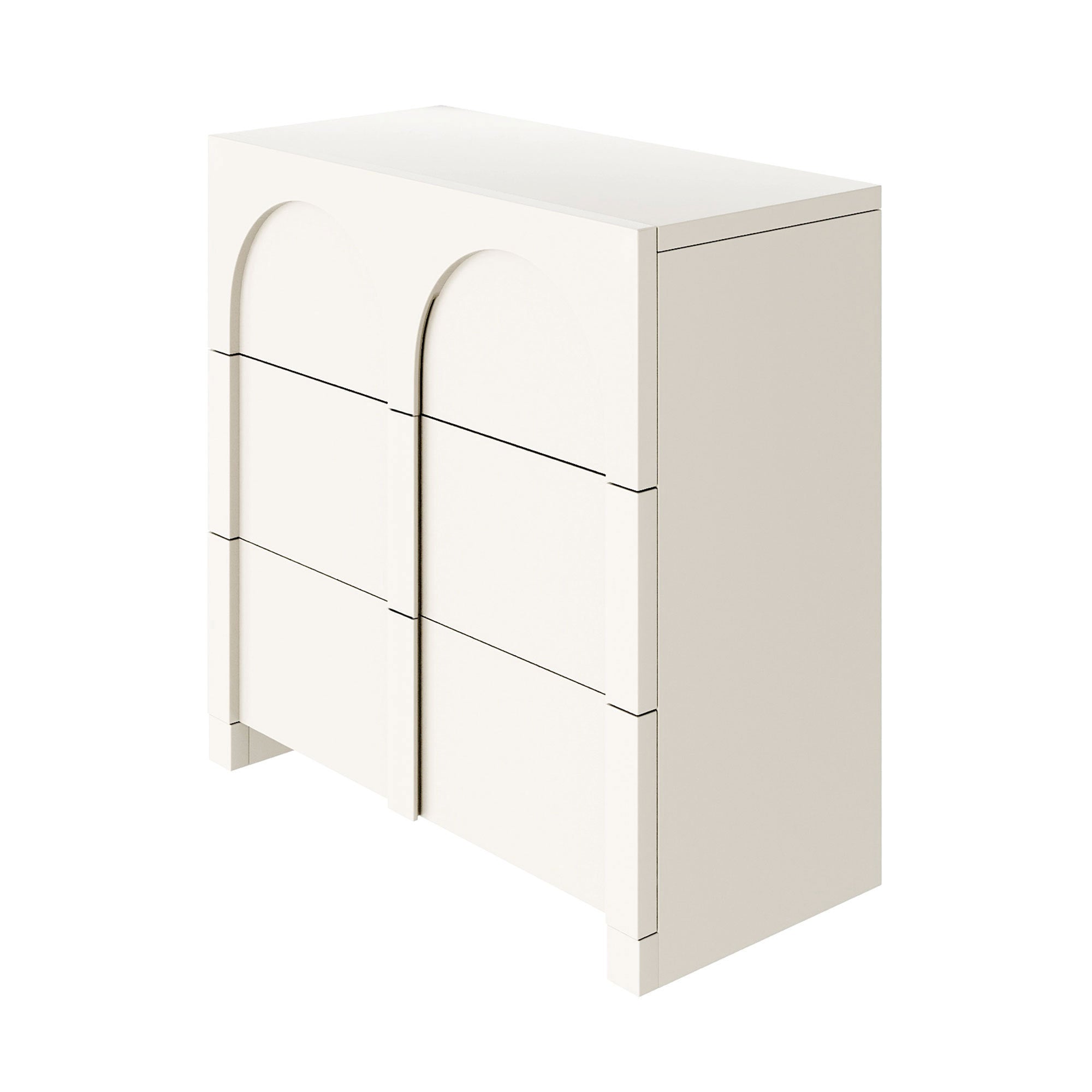 Modern Style Three-Drawer Chest Sideboard Cabinet Ample Storage Spaces  - Half Gloss White