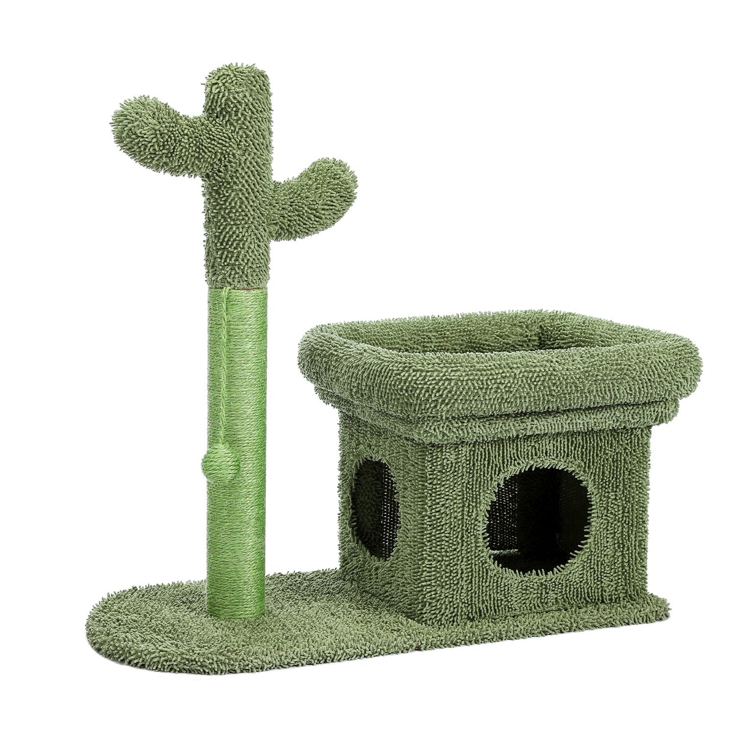 Cat Tree 27.6 inches with Cactus Scratching Posts with Ball and Cat House - Green