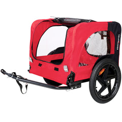 Bicycle Trailer for Pets Outdoor Foldable Red Color with reflectors and safety flag