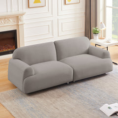 Oversize Deep Seat Sofa Loveseat Couch Mid-Century Couch with Hardwood Frame Comfy Sofa with Metal Leg - Beige