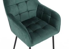 Modern Velvet Dining Chairs with Backrest Armrests (Set of 2) - Green