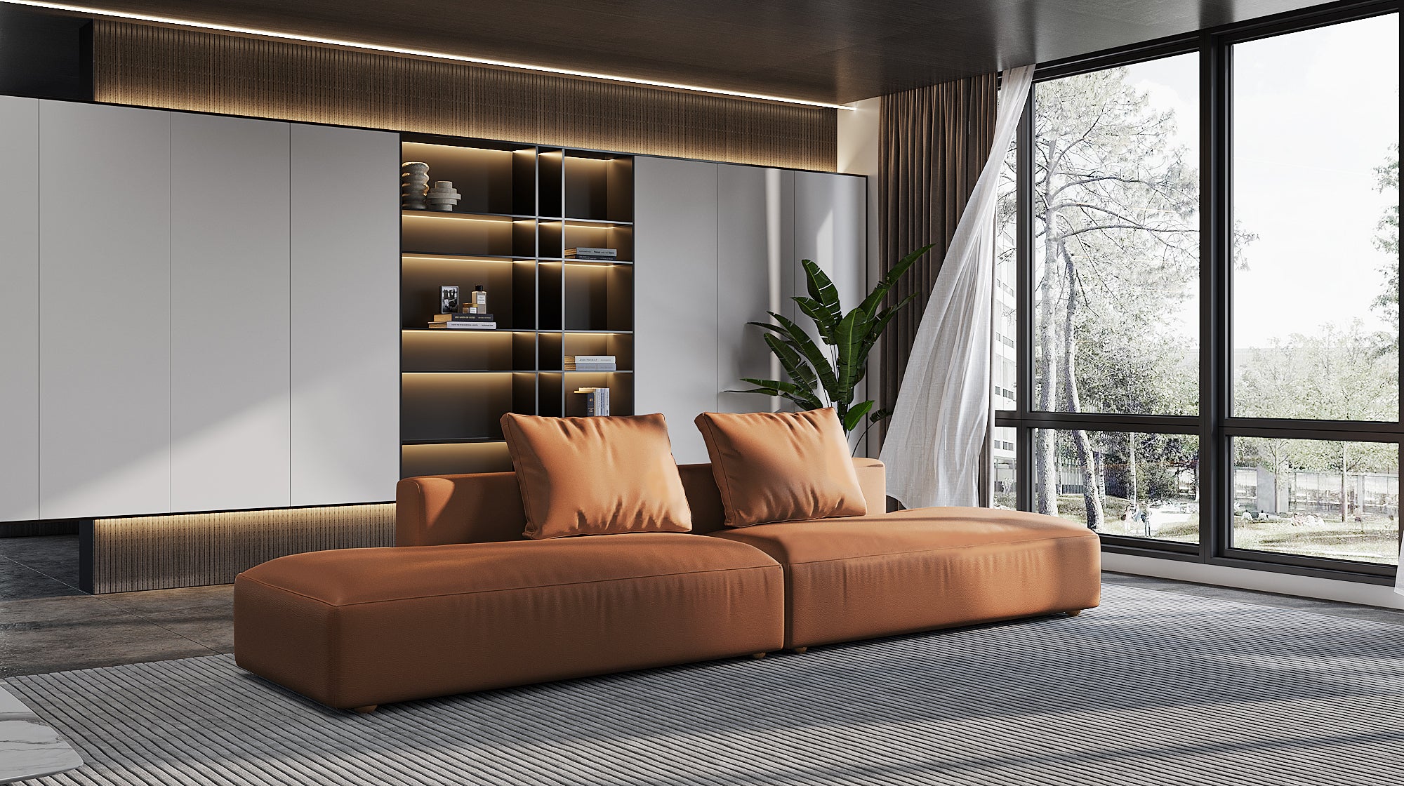 Elegant Modular Sofa Couch - Brown