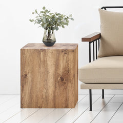 Square Stool & Coffee Tables,15.7 Inch sofa End Table, Mid Century Rustic Coffee Table - Wood Color