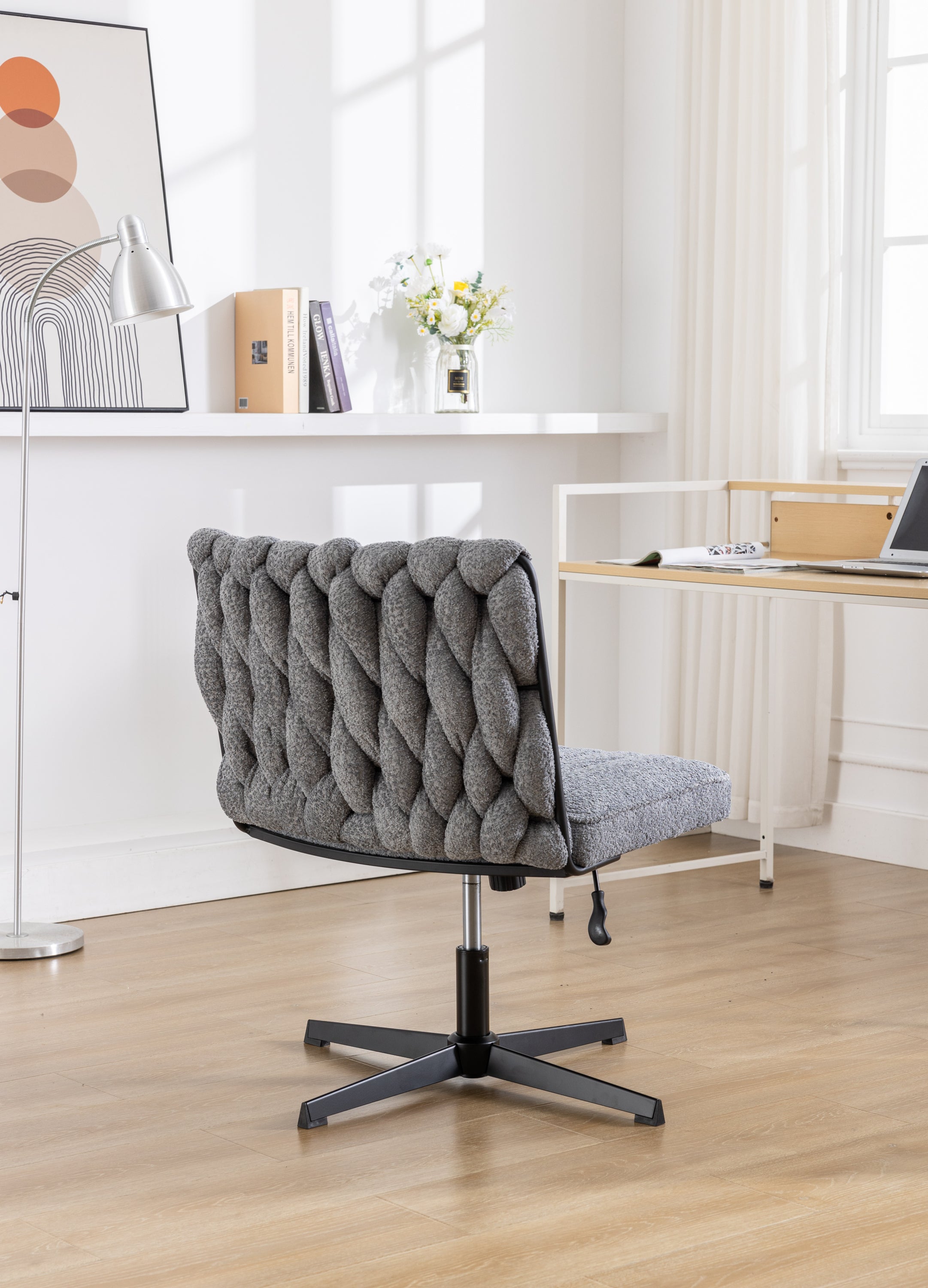 Armless Office Desk Chair No Wheels - Grey